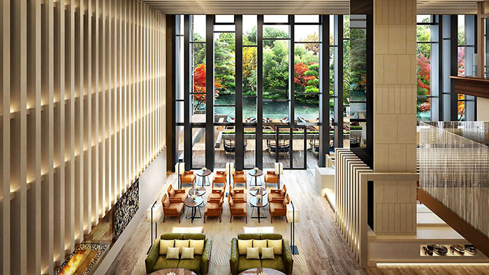 Indoor lounge at the Four Seasons Kyoto.